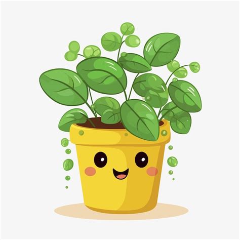 Premium Vector Plant In A Pot In Cartoon Nature Illustration