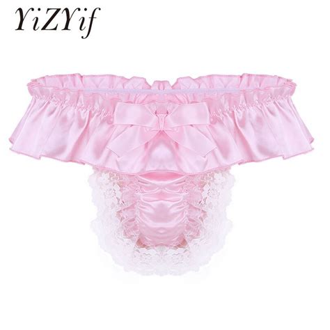 Jual Bebas Ongkir Yizyif Mens Sissy Underwear Shiny Soft Satin Lingerie