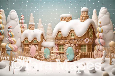 Gingerbread House Backdrop -Gingerbread Scene - Pastel Christmas ...