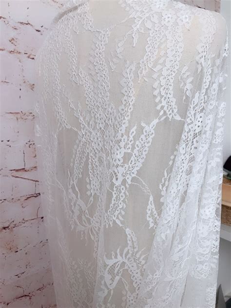 Off White Chantilly Lace French Lace Fabric For Bridal Dress Etsy