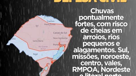 Defesa Civil Alerta Para Chuvas Pontualmente Fortes Risco De Cheias