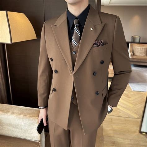 จดส งภายใน 24 ช วโมง Barge Collar Suit Men Suit เวอร ช น