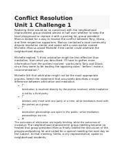 Conflict Resolution Unit 1 Challange 1 Docx Conflict Resolution Unit