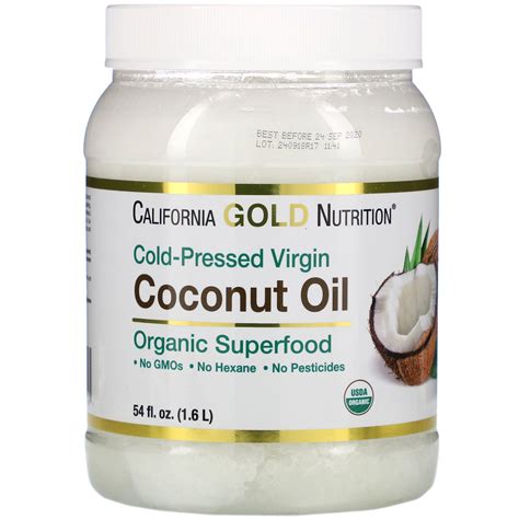 California Gold Nutrition Cold Pressed Organic Extra Virgin Coconut Oil 54 Fl Oz 1 6 L