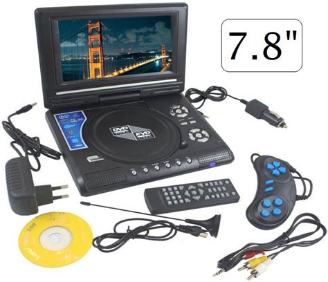 LETTORE DVD PORTATILE 7 8 POLLICI LCD DVX VIDEO CD MP4 TV FOTO JOYSTICK