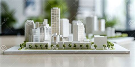 Architectural Scale Model Of Modern City Generative Ai Stock