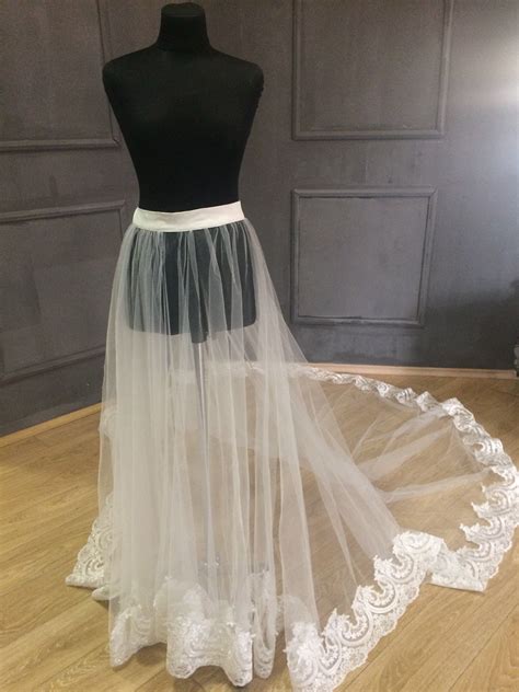 Tulle Wedding Skirt With Lace Tulle Overskirt Wedding Skirt Etsy