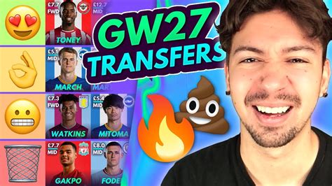 Fpl Gw Best Double Gw Players Transfer Tier List For Gameweek