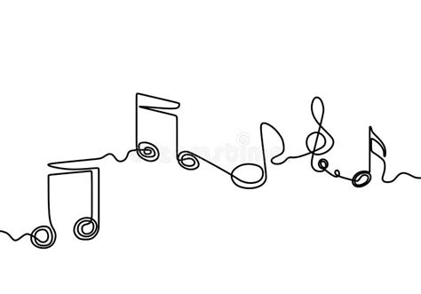 Music Note Vector Illustration Single One Continuous Line Art Drawing