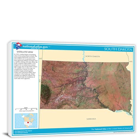 South Dakota National Atlas Satellite View 2022 Canvas Wrap