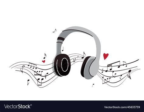 Headphones Sheet Music With Notes Royalty Free Vector Image