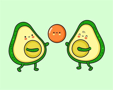 Premium Vector Happy Cute Smiling Avocado Couple In Love