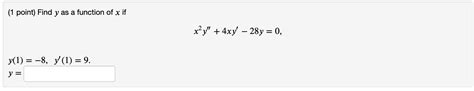 Solved 1 Point Find Y As A Function Of X If