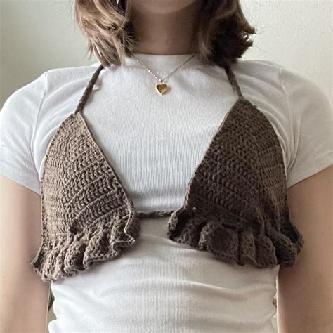 Handmade Crochet Bikini Top Cotton Not Sure If Depop