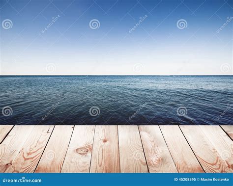 Wooden Pier On Blue Sea Stock Image Image Of Seashore 45208395