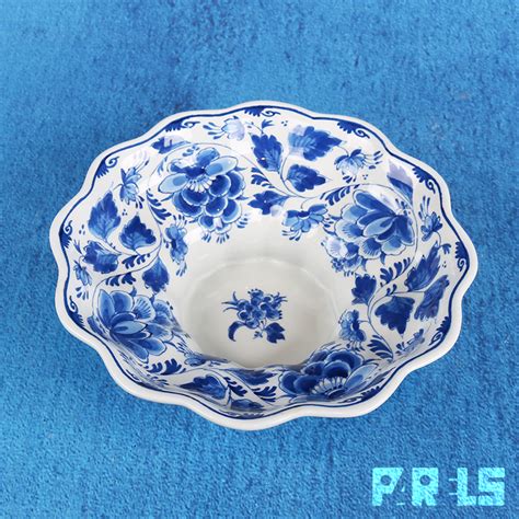 Vintage Gewelfde Fruit Schaal Porceleyne Fles Royal Delft Parels Breda