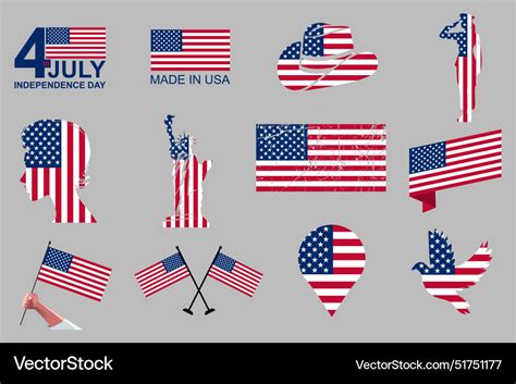 Flag of usa set Royalty Free Vector Image - VectorStock