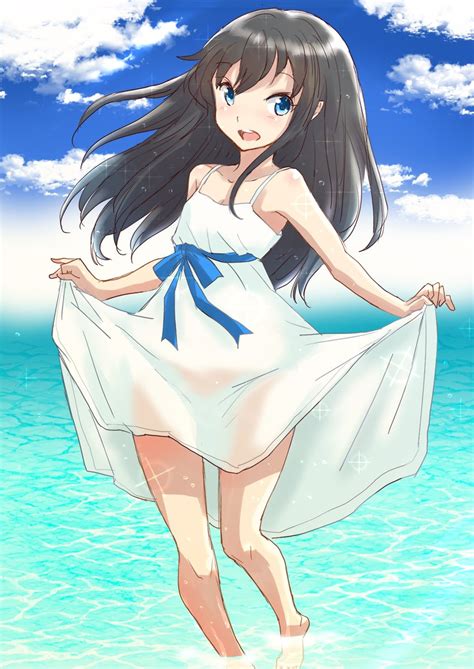 朝潮艦隊これくしょん 「白ワンピな朝潮ちゃん描きました どこを切り取っても健全ですね 」ふじのイラスト