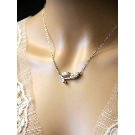 Pendentif Collier Mariage Feuilles En Cristal Oxyde De Zirconium