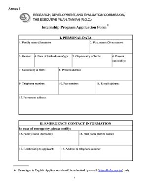 Fillable Online Oia En Ncku Edu Internship Program Application Form