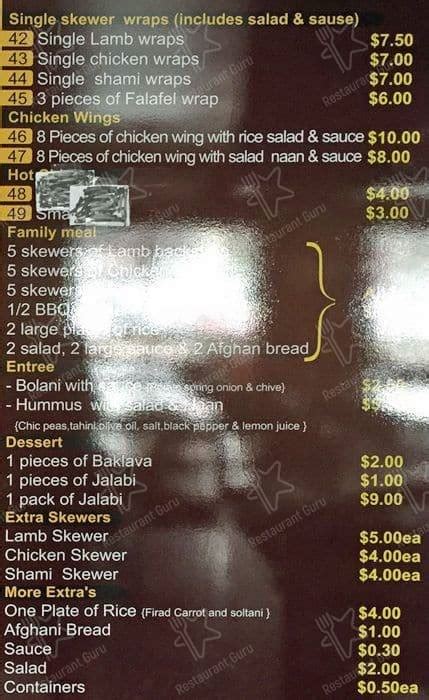 Menu At Hawkers Corner Restaurant Adelaide