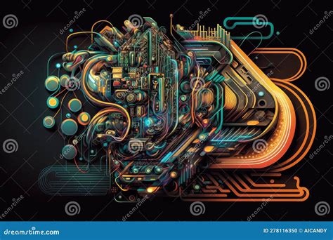 Abstract Representation Of A Digital Circuit Board With Striking Colors