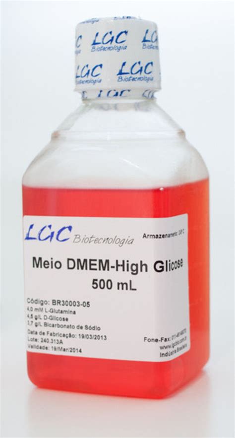 MEIO DMEM HIGH GLUCOSE 4 5G L SEM PIRUVATO E VERMELHO DE