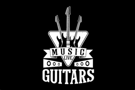 Diseño de silueta de música de guitarras Vector Premium