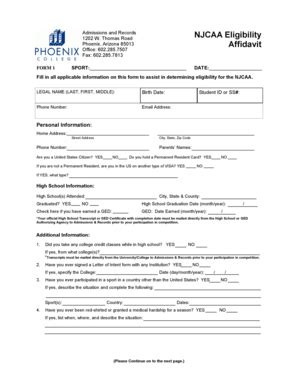 Fillable Online Admissions And Records W Fax Email Print Pdffiller