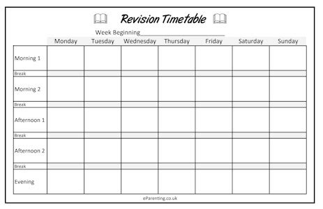 Revision Timetable Template Free Printable PDF Timetable Template