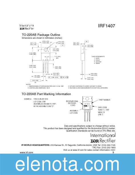 Irf Datasheet Pdf Kb International Rectifier Pobierz Z