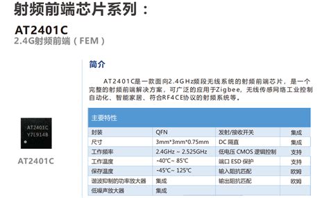 At2401c 功率放大器（pa）芯片深圳市亿胜盈科科技有限公司