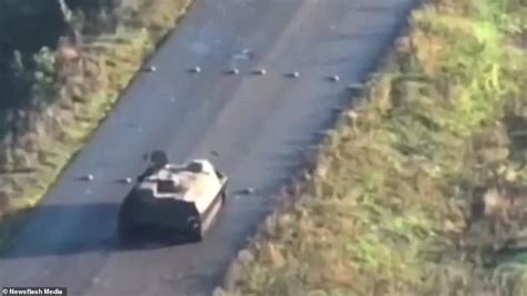 Moment A Russian Armored Vehicle Is Blown Up While Driving On Landmine