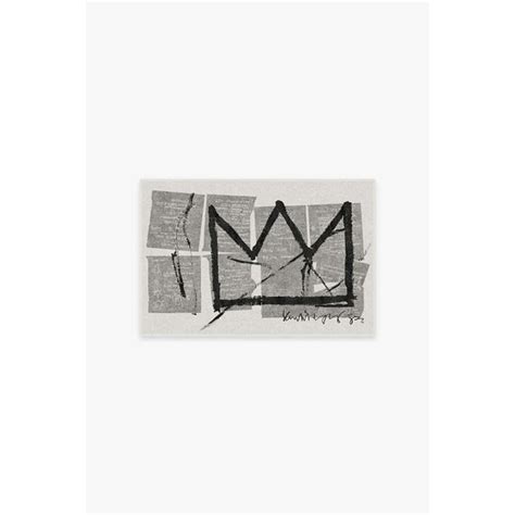 Jean Michel Basquiat Dollars In Dimes Greyscale Tufted Rug X