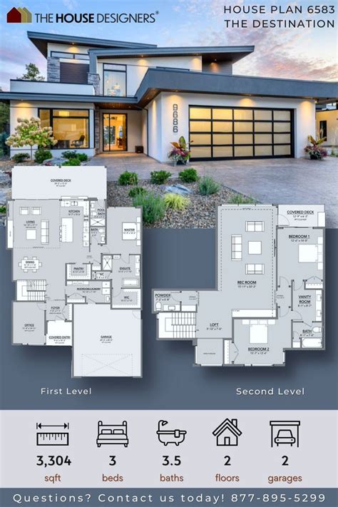 Beautiful Two Story Contemporary Style House Plan 6583 The Destination