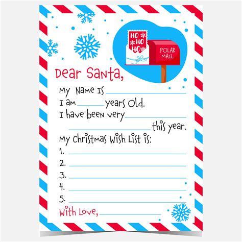 Christmas Letter To Santa With Blank Template Polar Mail Postbox