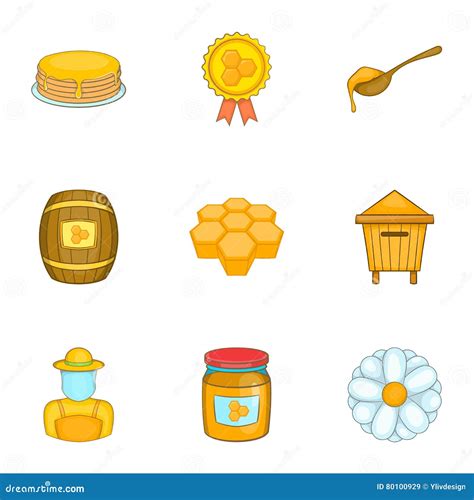 Beekeeping Icons Set Cartoon Style Stock Vector Illustration Of