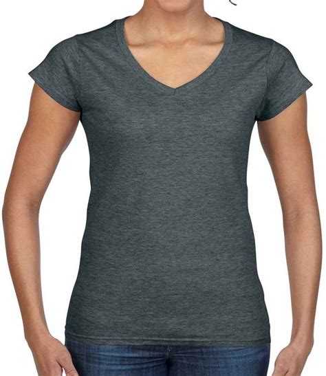 Gildan Softstyle® Ladies V Neck T Shirt Dark Heather Adult 99kits