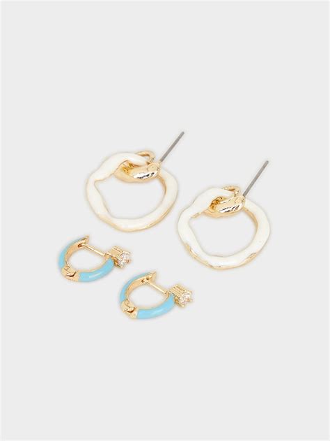 hoop earring set multi color pomelo fashion
