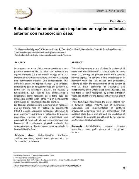 PDF Rehabilitación estética con implantes en región edéntula