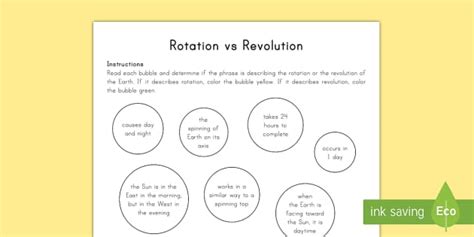 Rotation And Revolution Worksheet Space Professor Feito