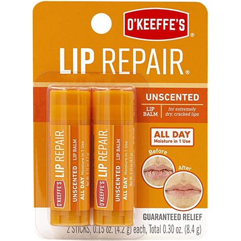 O'Keeffe's Unscented Lip Repair Lip Balm for Dry, Cracked Lips, Stick ...