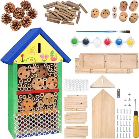 Antiai Diy Wooden Insect Hotel Mason Bee Butterfly House