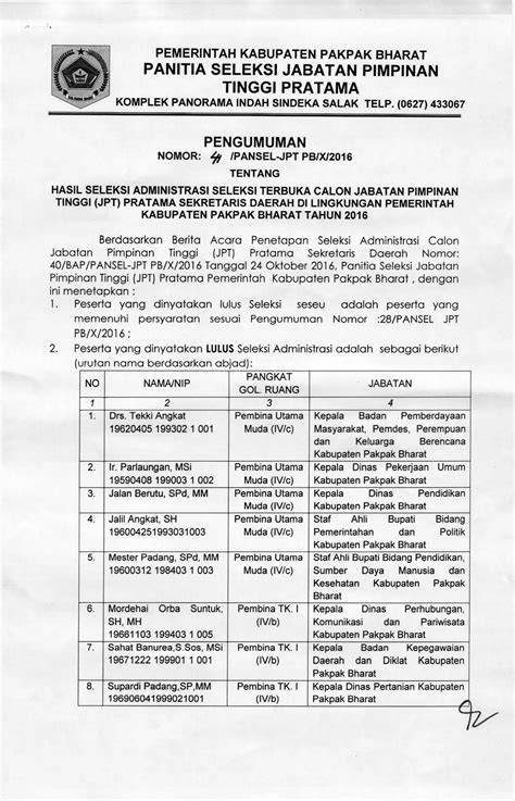 Seleksi Administrasi Jpt Pdf