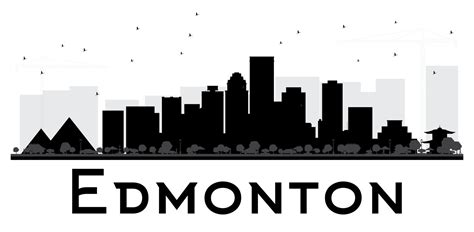 Edmonton City skyline black and white silhouette. 8072624 Vector Art at ...