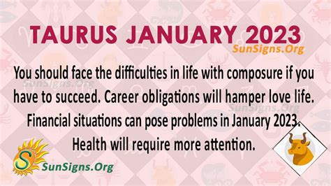 Taurus January 2023 Monthly Horoscope Predictions Sunsigns Org