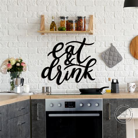 Eat And Drink Sign Metal Kitchen Wall Art Home Decor Hanging Etsy