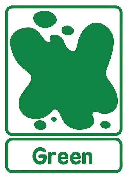 green color flashcard  english