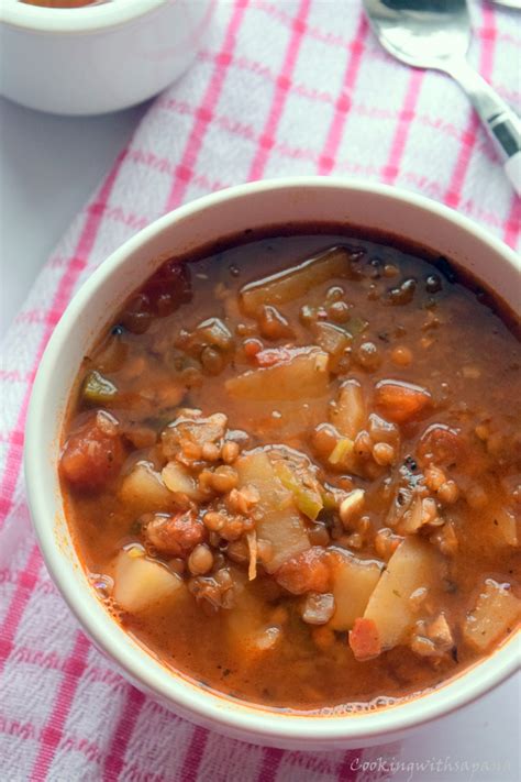 Brown Lentil Soup - Cooking With Sapana