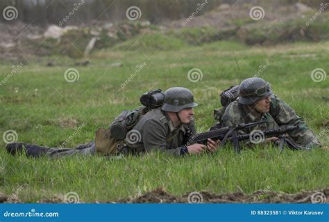 Two Wehrmacht Soldiers Lying On The Grass Reconstruction Of The Episode Of The Great Patriotic